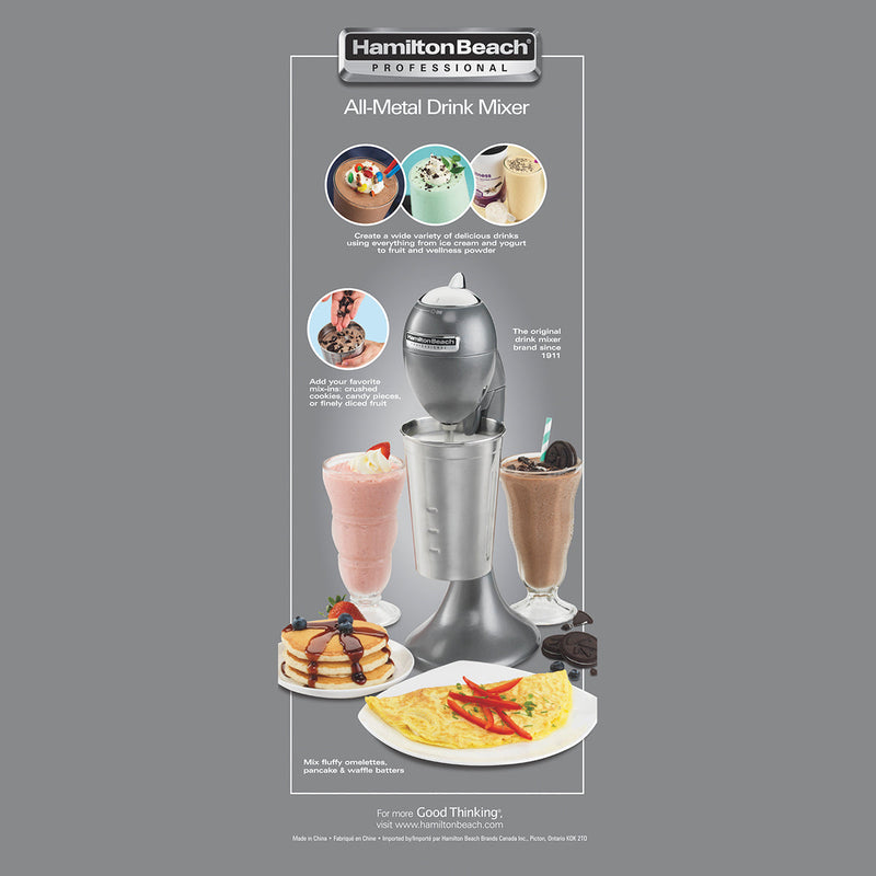 Hamilton Beach Professional 65120 Pro All-Metal Drink Mixer, Gray