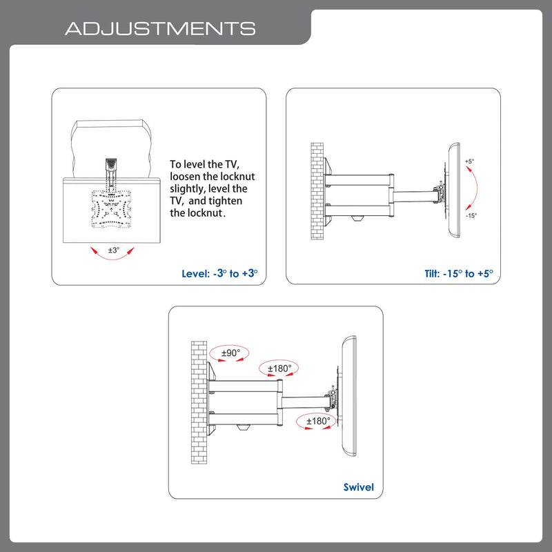 QualGear® QG-TM-020-BLK Articulating TV Mount 23-42 Inch, Black® QG-TM-020-BLK Articulating TV Mount 23-42 Inch, Black