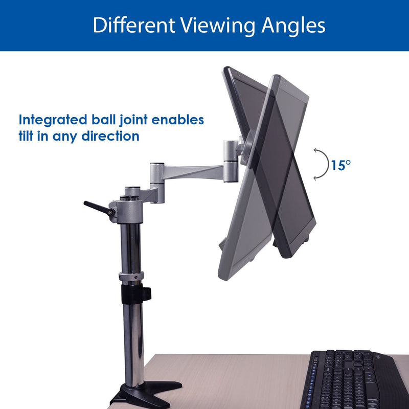 QualGear® QG-DM-01-016 13-27 Inch 3-Way Articulating Single Monitor Desk Mount