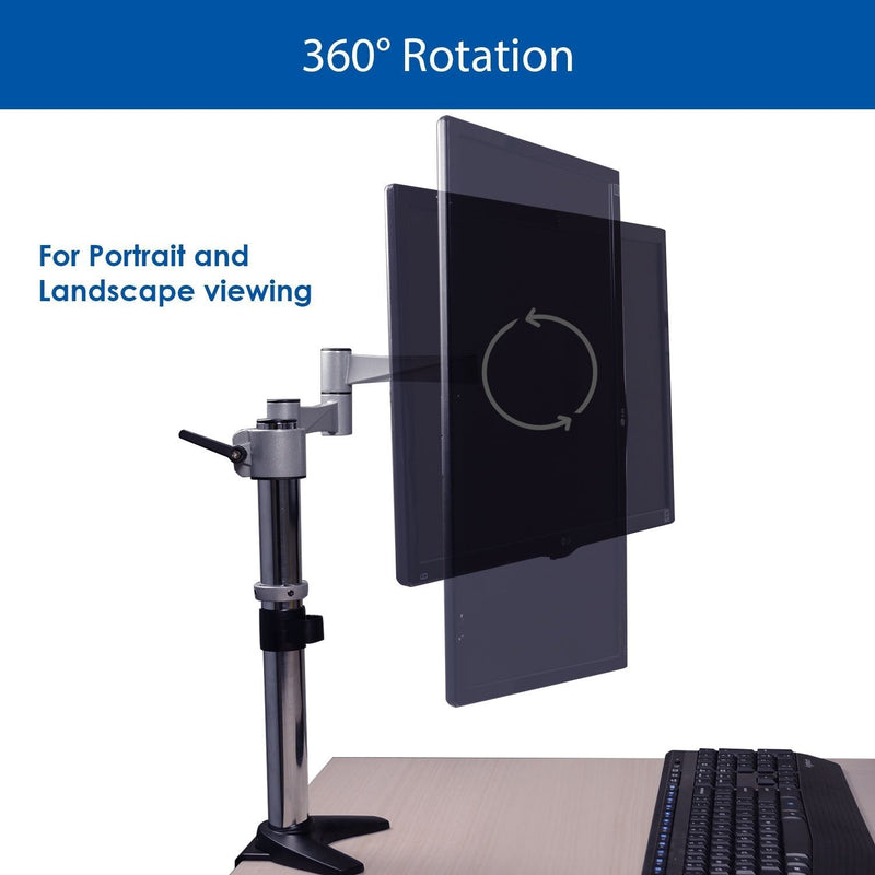 QualGear® QG-DM-01-016 13-27 Inch 3-Way Articulating Single Monitor Desk Mount