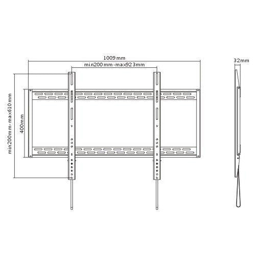 QualGear® Heavy Duty Fixed TV Wall Mount For 60-100 Inch Flat Panel and Curved TVs, Black (QG-TM-090-BLK) [UL Listed]