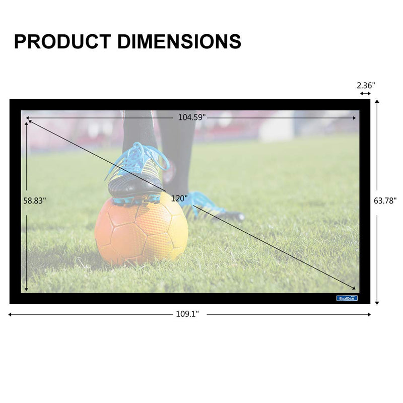 QualGear® QG-PS-FF6-169-120-G 16:9 120" Fixed Frame 0.9 Gain Projector Screen