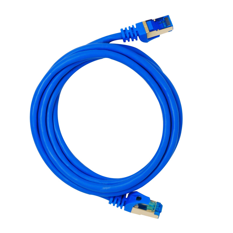 QualGear QG-CAT7R-6FT-BLU CAT 7 S/FTP Ethernet Cable Length 6 feet - 26 AWG, 10 Gbps, Gold Plated Contacts, RJ45, 99.99% OFC Copper, Color Blue