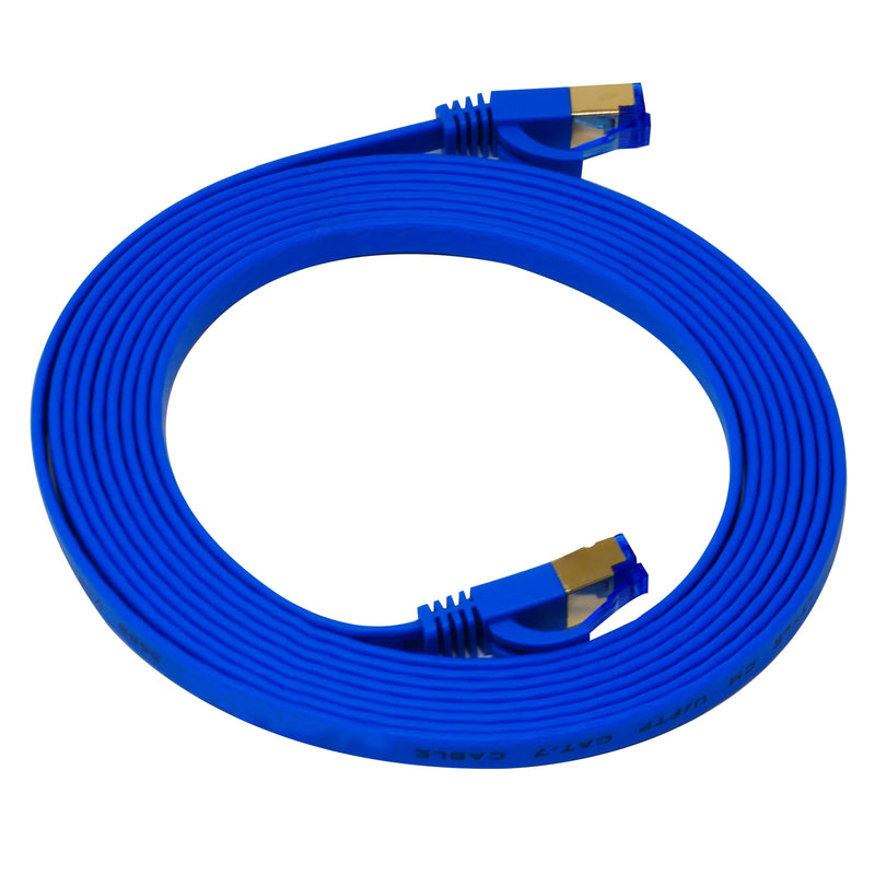 QualGear QG-CAT7F-10FT-BLU CAT 7 S/FTP Ethernet Cable Length 10 feet - 26 AWG, 10 Gbps, Gold Plated Contacts, RJ45, 99.99% OFC Copper, Color Blue