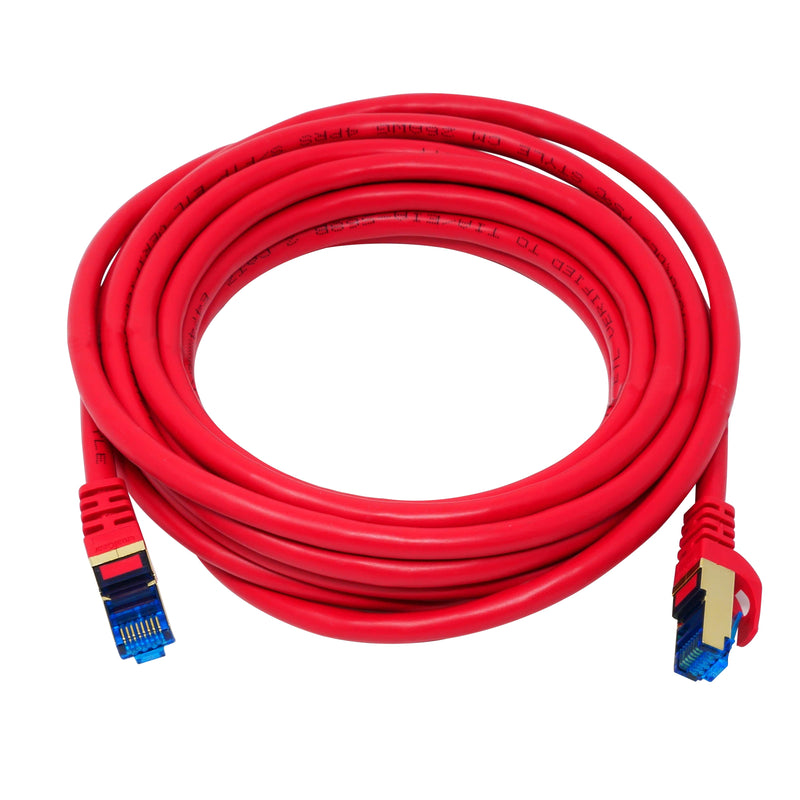 QualGear QG-CAT7R-10FT-RED CAT 7 S/FTP Ethernet Cable Length 10 feet - 26 AWG, 10 Gbps, Gold Plated Contacts, RJ45, 99.99% OFC Copper, Color Red