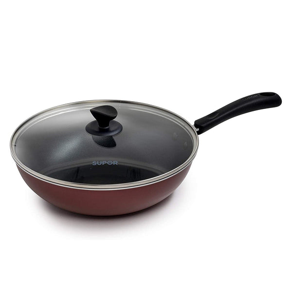 Supor PC30S3W 30 cm Non-Stick Wok with Glass Lid “Blemished Packaging- Manufacturer Refurbished, Good as NEW (Comes with One Year Manufacturer Warranty, Direct to the Customer)“