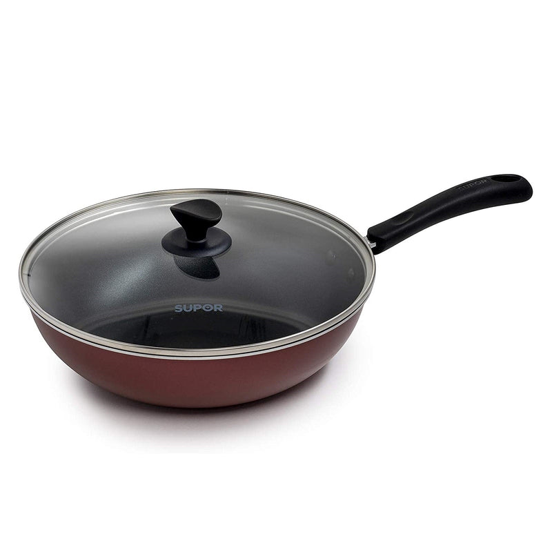 Supor PC30S3W 30 cm Non-Stick Wok with Glass Lid “Blemished Packaging- Manufacturer Refurbished, Good as NEW (Comes with One Year Manufacturer Warranty, Direct to the Customer)“