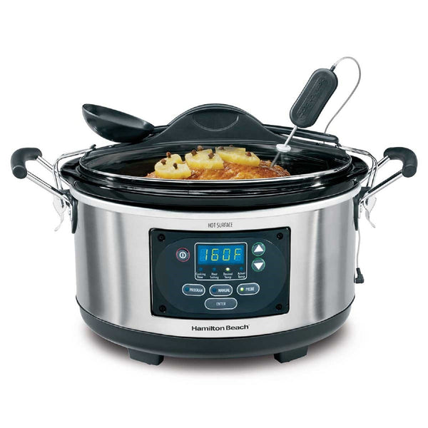 Hamilton Beach 33967C Programmable Set & Forget 6 Quart Slow Cooker With Temperature Probe