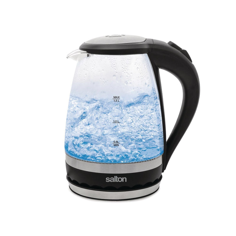 Salton Cordless Electric Compact Glass Kettle, Water Boiler and Tea Heater 1.5 L/Qt, GK1831