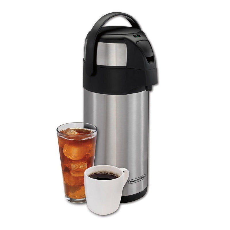 Proctor Silex 40411 Stainless Steel Airpot Hot Coffee Beverage Dispenser with Pump