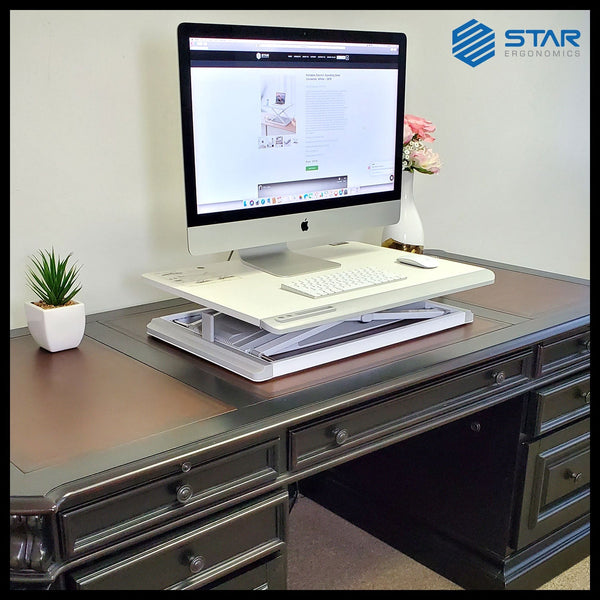 Star Ergonomics Portable Electric Standing Desk Converter, White – SE91