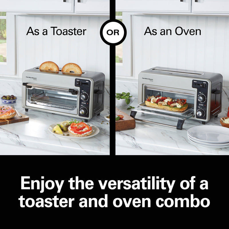 Hamilton Beach Toastation 2 Slice Toaster and Countertop Toaster Oven, Black, 22723