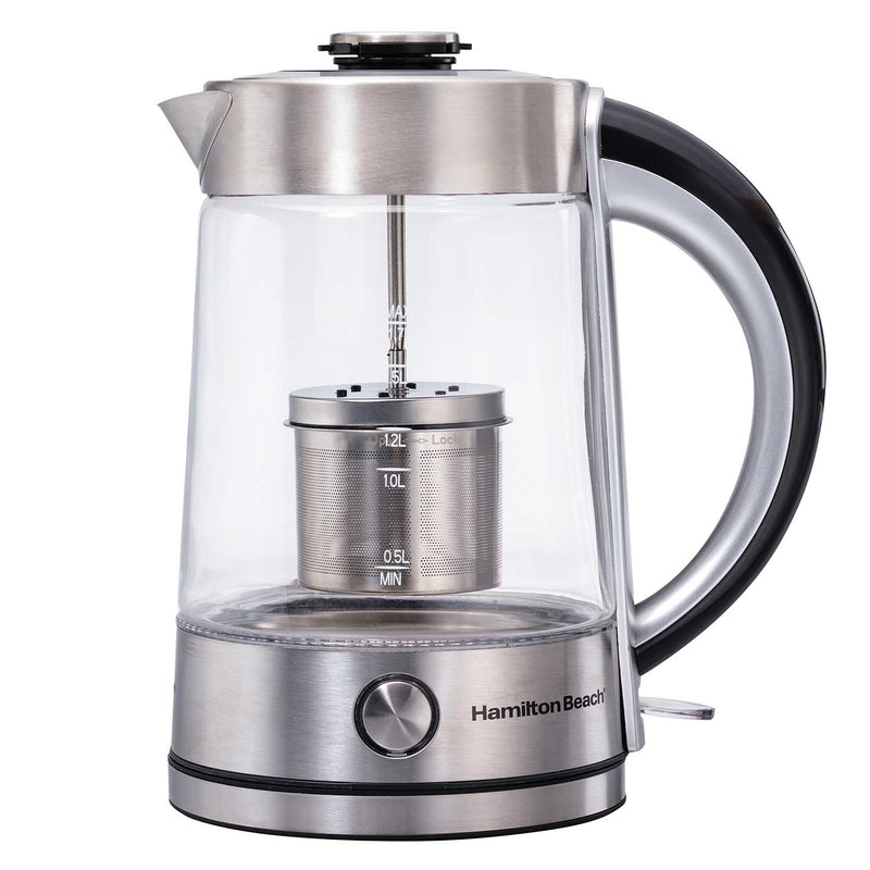 Hamilton Beach 1.7 Liter Electric Glass Kettle with Tea Steeper (40868C)