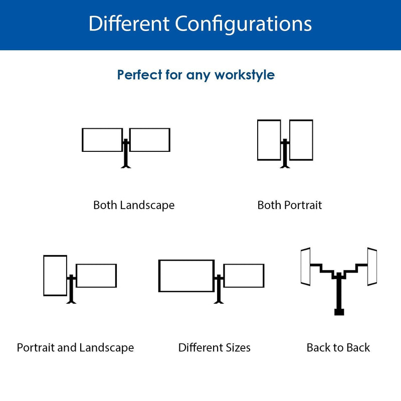 QualGear® QG-DM-02-22 13-27 Inch 3-Way Articulating Dual Monitor Desk Mount