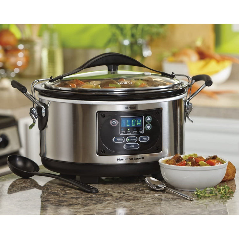 Hamilton Beach 33967C Programmable Set & Forget 6 Quart Slow Cooker With Temperature Probe