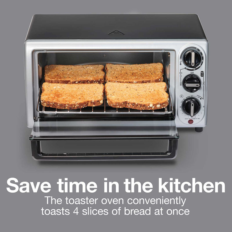 Proctor silex 4 slice (black) & (silver) toaster oven (31122PS)