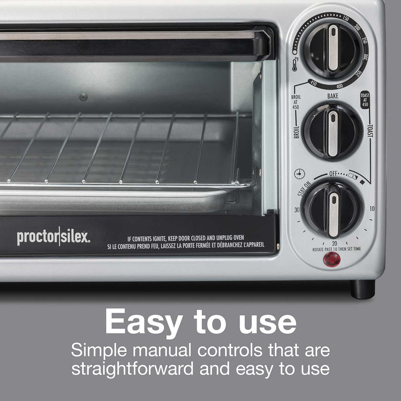 Proctor silex 4 slice (black) & (silver) toaster oven (31122PS)