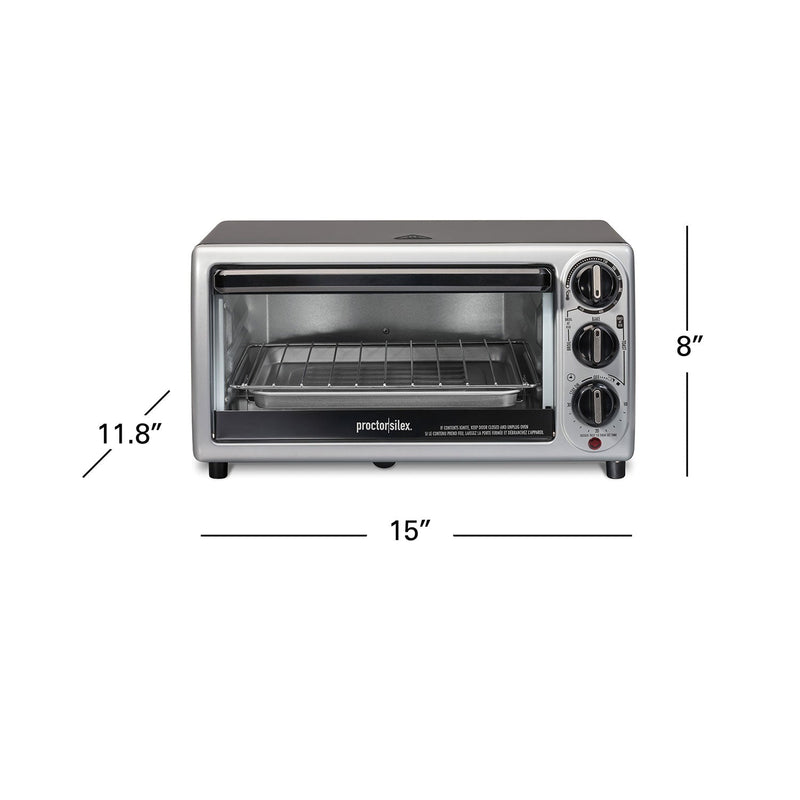 Proctor silex 4 slice (black) & (silver) toaster oven (31122PS)