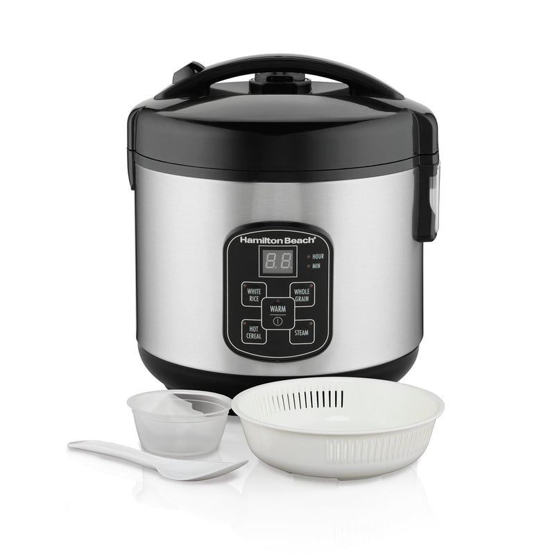 Hamilton Beach 8 Cup Capacity Cooked Rice Cooker & Food Steamer (37518)