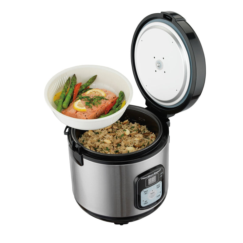 Hamilton Beach 8 Cup Capacity Cooked Rice Cooker & Food Steamer (37518)