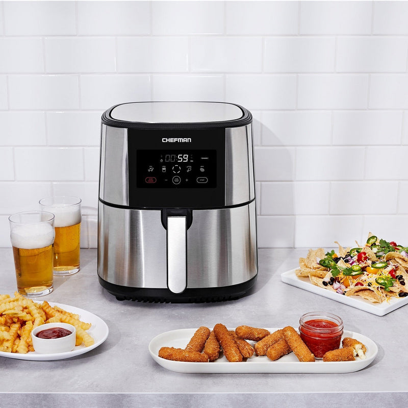 Chefman TurboFry Stainless Steel Digital Touchscreen XL Air Fryer RJ38-SQSS, Dishwasher Safe Basket, 8 Qt (Refurbished)