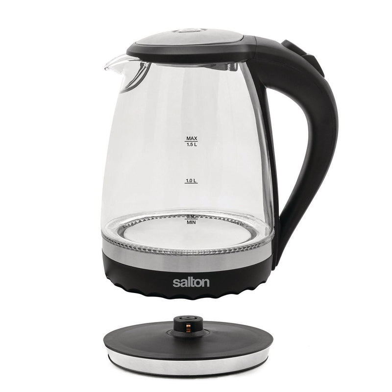 Salton Cordless Electric Compact Glass Kettle, Water Boiler and Tea Heater 1.5 L/Qt, GK1831