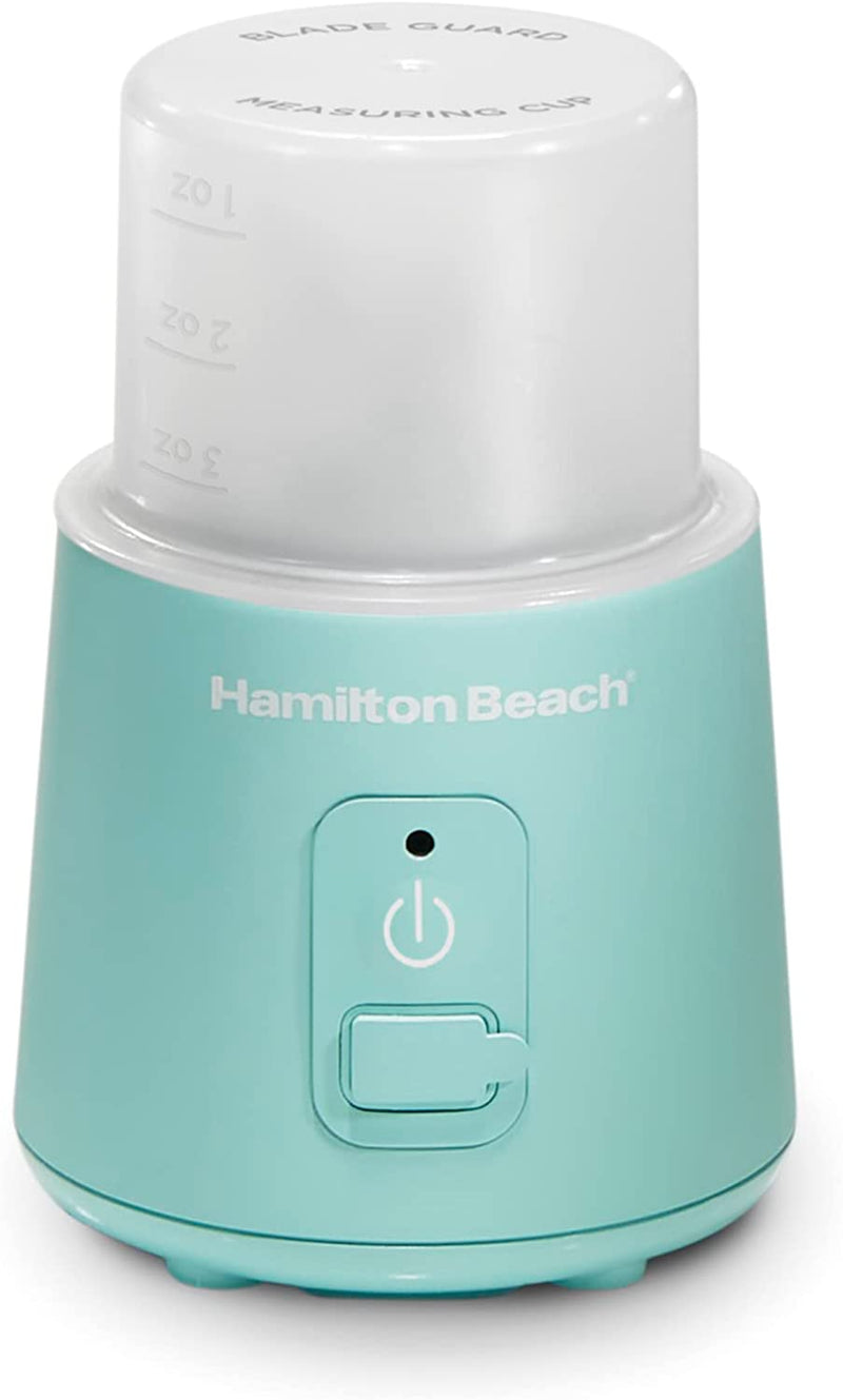 Hamilton Beach Mini Cordless Portable Personal Blender for Shakes and Smoothies, USB Rechargeable, 16 oz. Jar with Leakproof Travel Lid, 6 Stainless Steel Blades, Blue (51182)