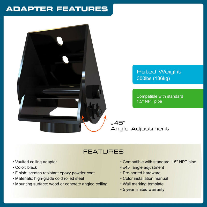 QualGear® Pro-AV QG-KIT-VA-3IN-B  3"-1.5" Vaulted Ceiling Adapte Projector Mount