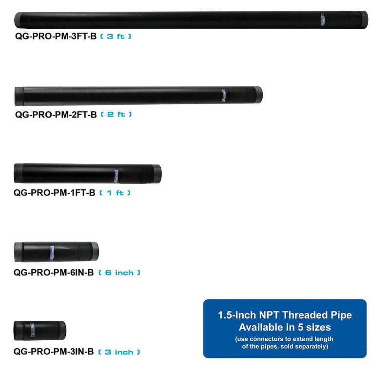 QualGear® QG-PRO-PM-1FT-B Pro-AV 1.5" Fixed length Extension Ceiling Adapters