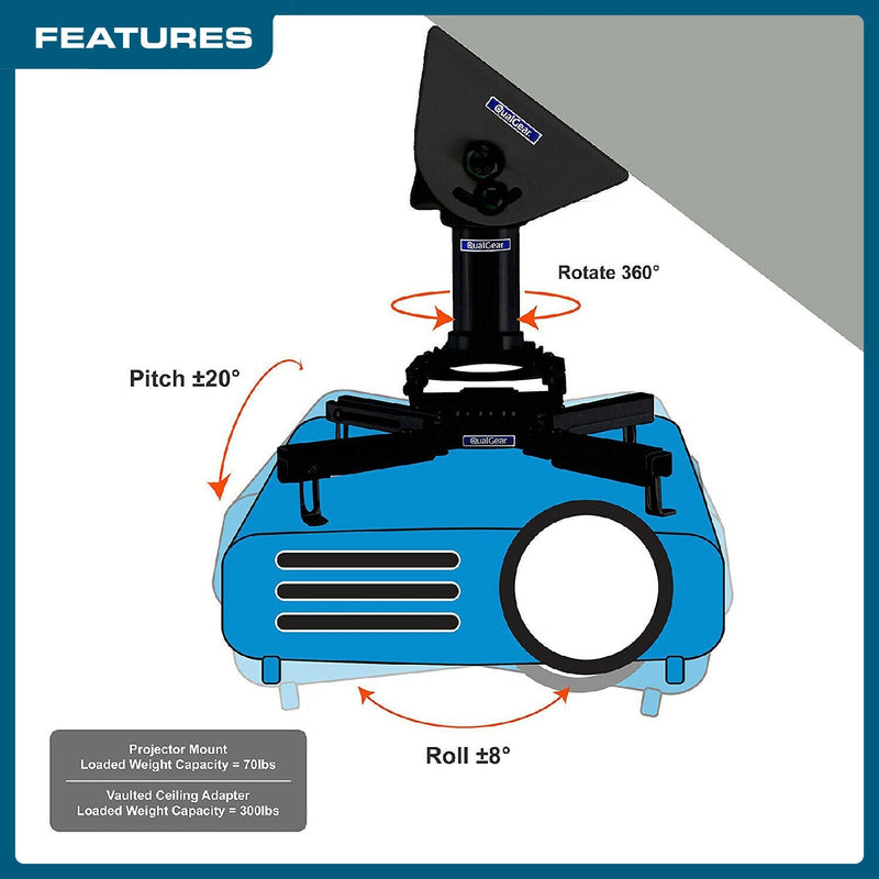 QualGear® Pro-AV QG-KIT-VA-3IN-B  3"-1.5" Vaulted Ceiling Adapte Projector Mount