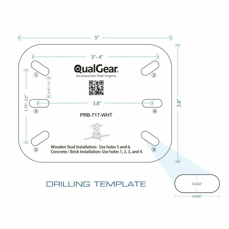 QualGear® PRB-717-WHT 6.6" - 16" Top Quality Universal Ceiling Projector Mount