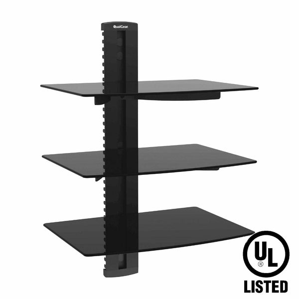 QualGear® Universal Triple Shelf Wall Mount for A/V Components upto 8kgs/17.6lbs(x3), Black (QG-DB-003-BLK)