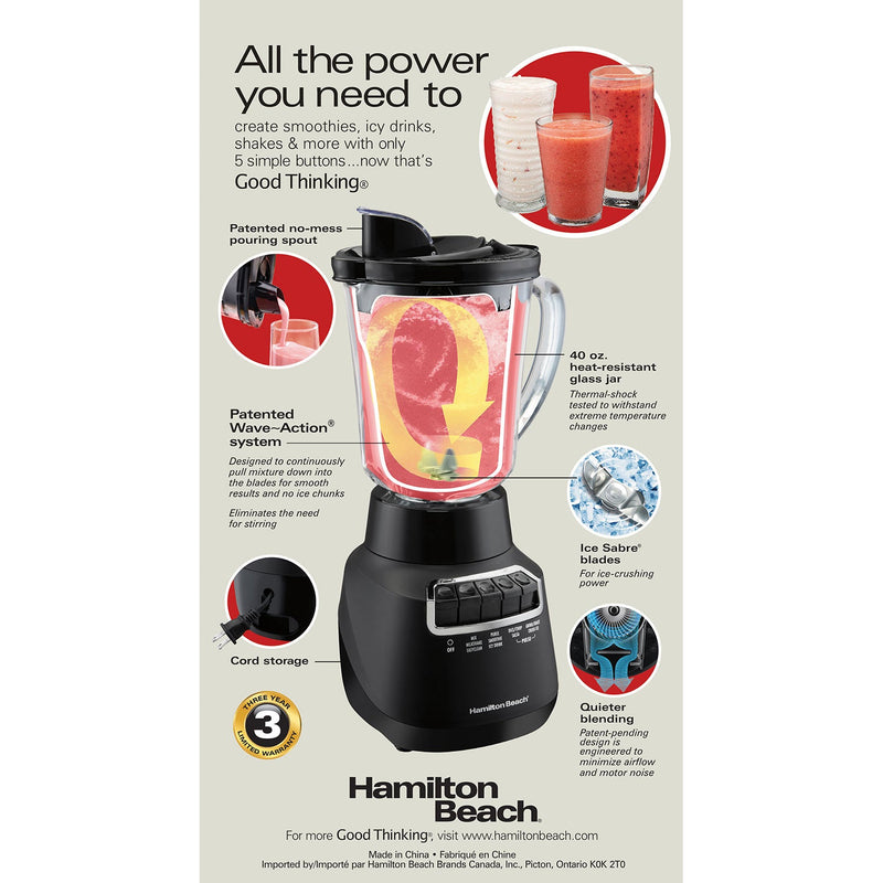 Hamilton Beach 58185C 40 oz. Wave Crusher® Blender