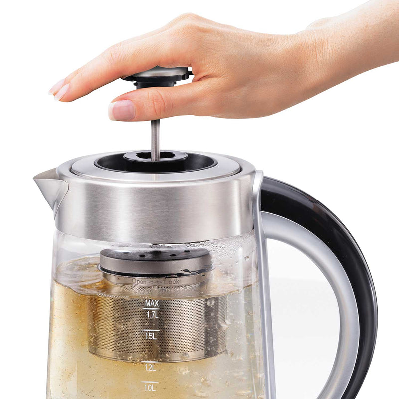 Hamilton Beach 1.7 Liter Electric Glass Kettle with Tea Steeper (40868C)