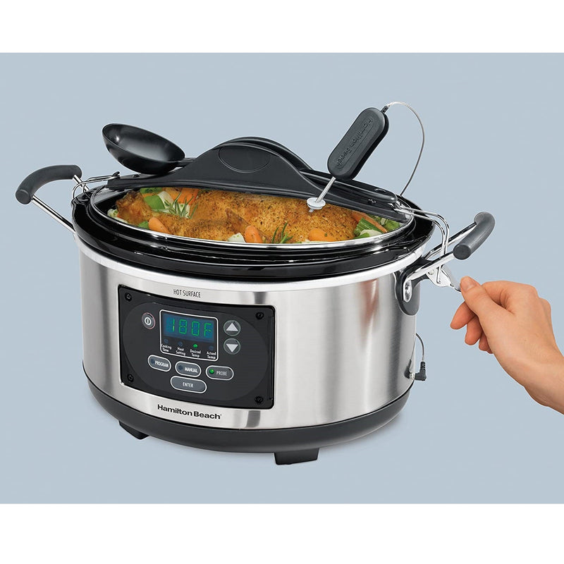 Hamilton Beach 33967C Programmable Set & Forget 6 Quart Slow Cooker With Temperature Probe