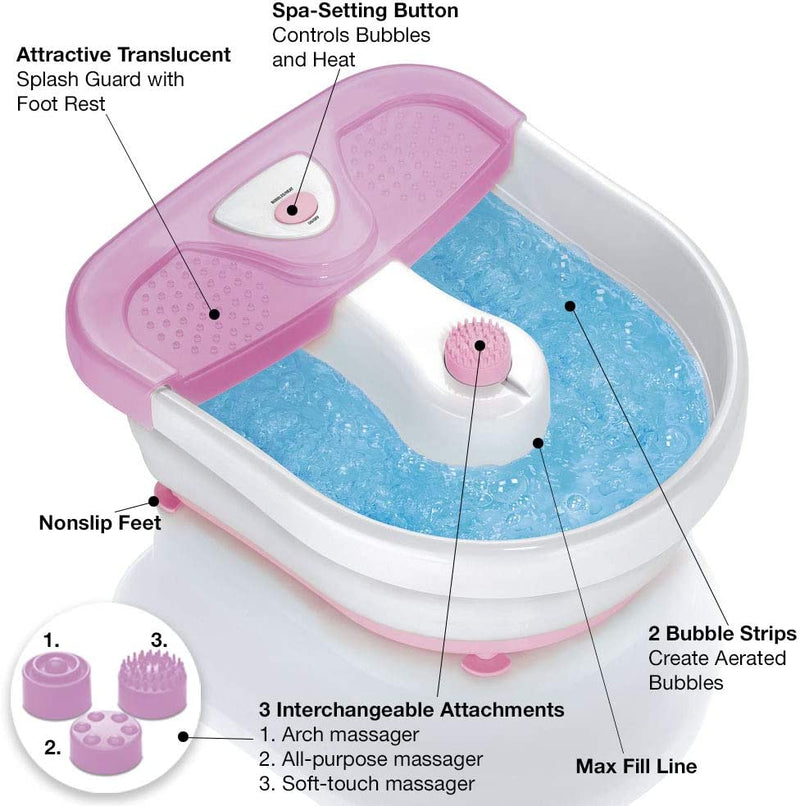 Conair Foot Pedicure Spa With Massaging Bubbles, Pink/White, FB27C