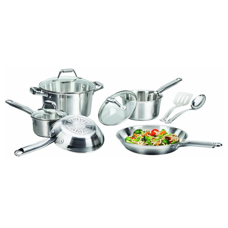 T-fal C811SA54 Elegance Stainless Steel Cookware Set, 10-Piece