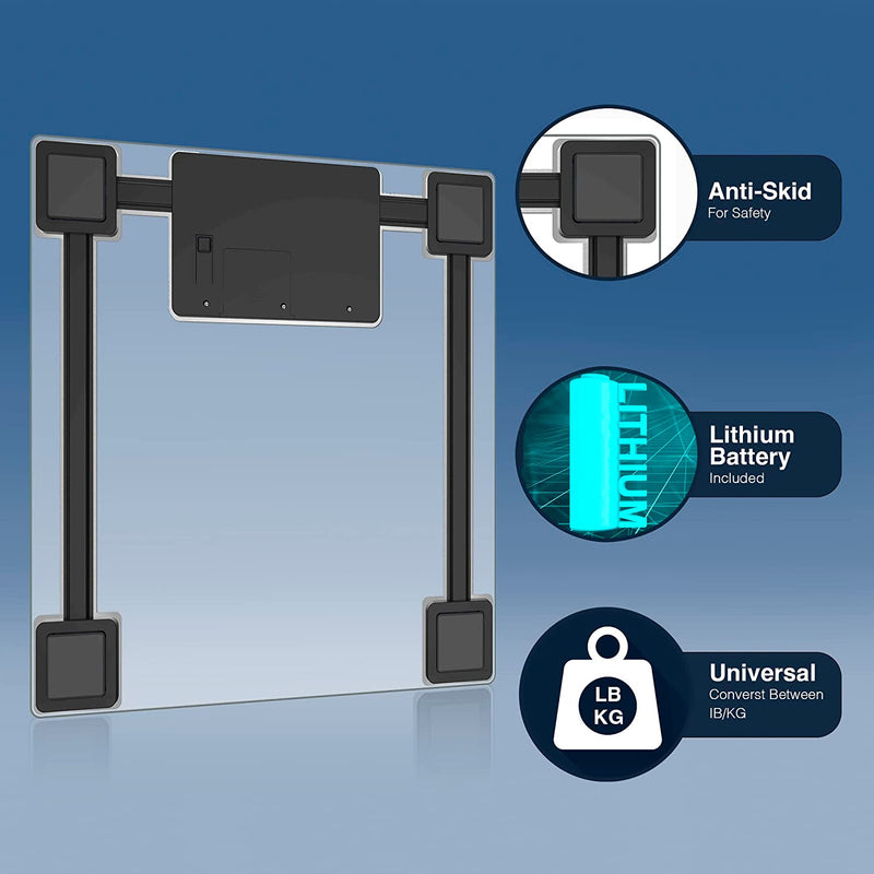 Conair CN2011C Instant-On Digital Large Bathroom Tempered Glass Scale 400 LB, Accurate Precision and Long Life Battery Included