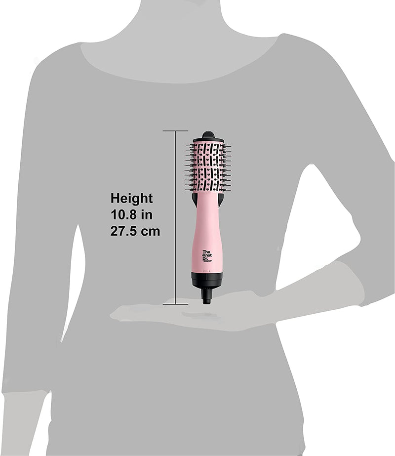 The Knot Dr BC114C All-in-One Mini Oval Dryer Brush. Dry and Style For All Hair Types, Pink