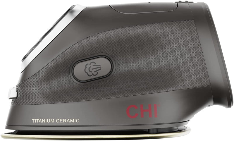 CHI Mini Iron for Clothes, Travel, Quilting, Crafting with Titanium Infused Ceramic Soleplate, 1000 Watts, XL 10’ Cord, 3-Way Auto Shutoff, Black (13120)