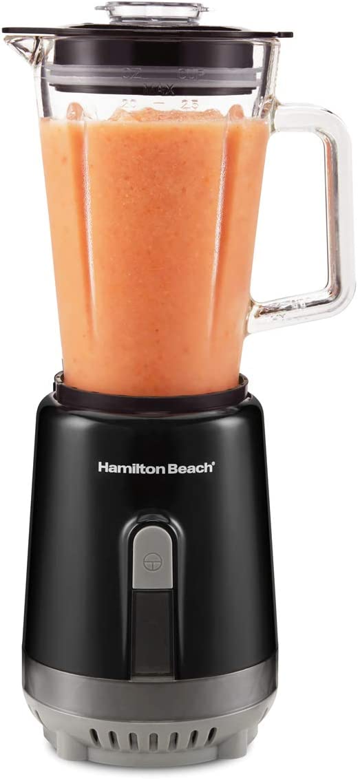 Hamilton Beach Personal Blender for Shakes and Smoothies, 600 Watts, 20oz Single Serve Glass Jar, Black (51157)