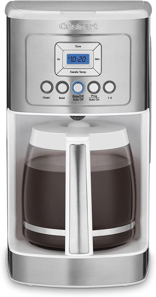 Cuisinart DCC-3200WC 14C Glass Carafe with Stainless Steel Handle Programmable Coffeemaker, White