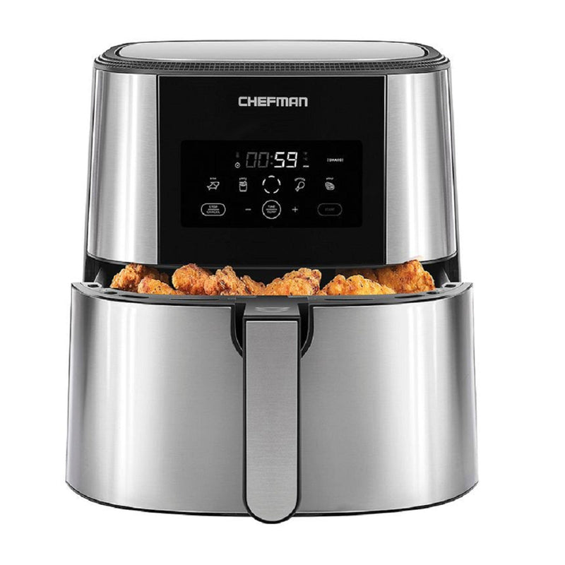 Chefman TurboFry Stainless Steel Digital Touchscreen XL Air Fryer RJ38-SQSS, Dishwasher Safe Basket, 8 Qt (Refurbished)