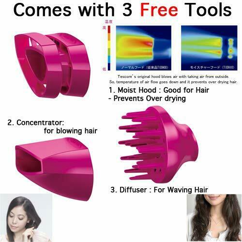 Tescom Collagen, Platinum and Nano Ion Hair Dryer, 1500W (Made in Japan) (Pink) - SaleCanada Inc.