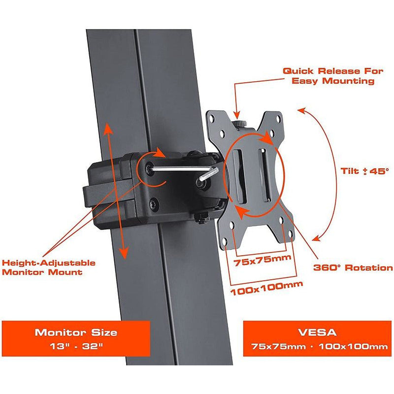 Star Ergonomics Electric Sit-Stand Workstation SE04E1WB -Motor Driven Height Adjustment, Flexible Monitor