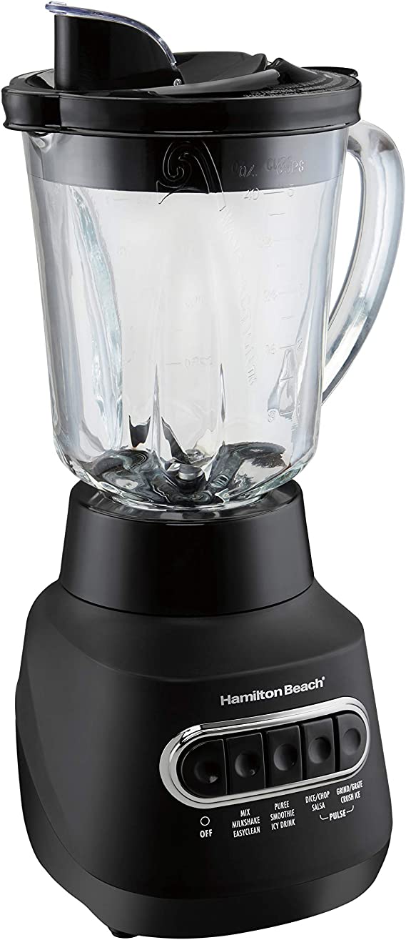 Hamilton Beach 58175 Power Elite Blender, 40 Oz. Glass Jar, Stainless Steel Blades, 800 Watts, Black