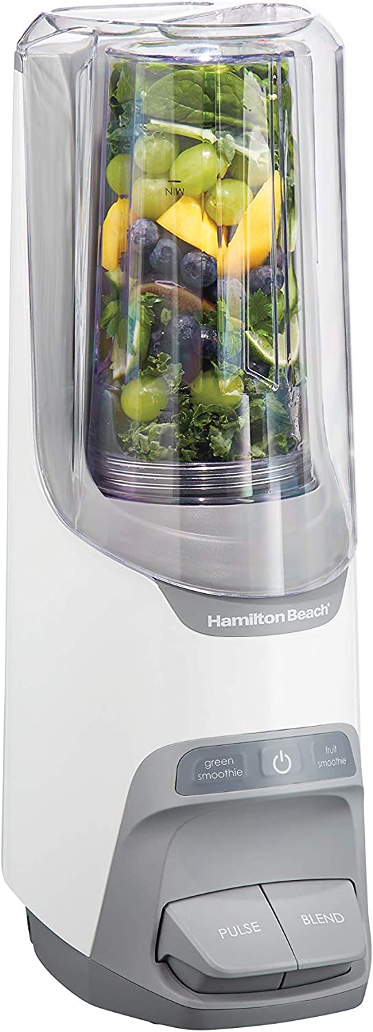 Hamilton Beach® 53625 Power Blender™ Plus 20 Oz. Blender, 800 Watts, Smoothie, Green Smoothie, Blend and Pulse Functions, Leakproof Flip-Top Lid, Gray