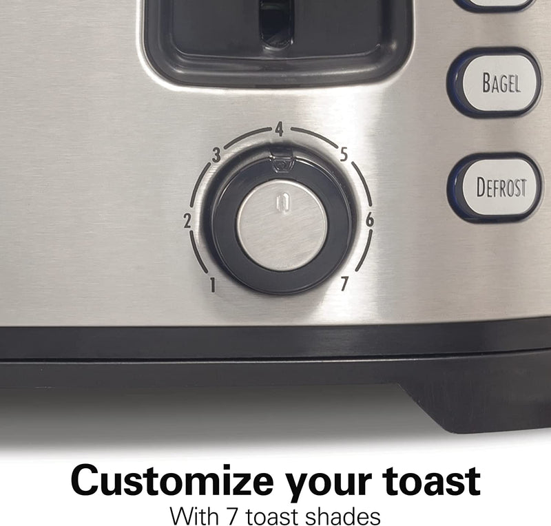 Hamilton Beach 24633V	Extra Wide Slot Toaster with Defrost and Bagel Functions Shade Selector, Toast Boost, Auto-Shutoff and Cancel Button, 4 Slices, Black