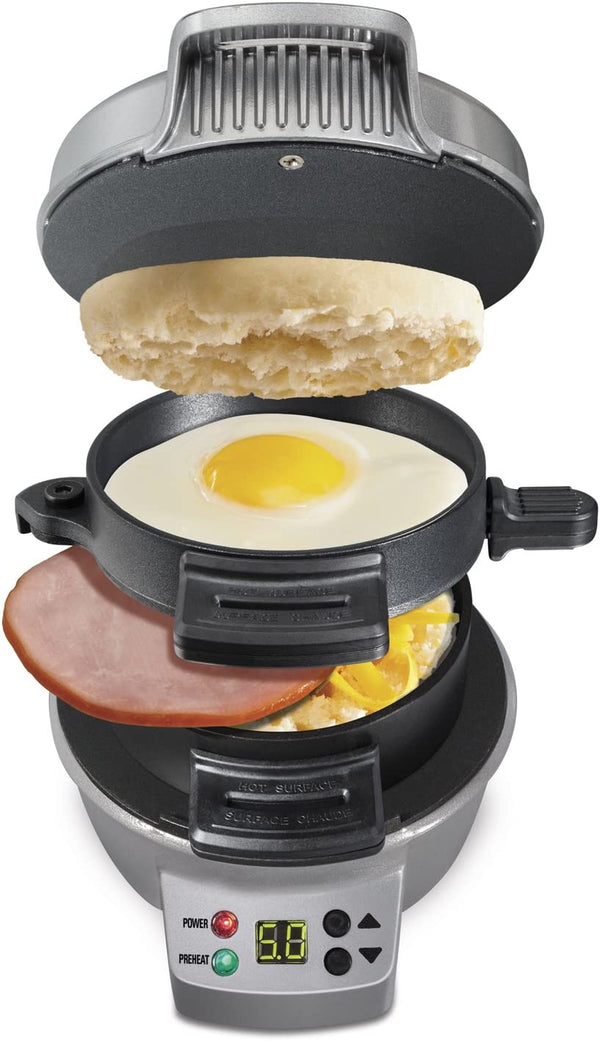 Hamilton-beach 25478rc Breakfast Sandwich Maker with Timer, Silver, 25478rc, Single W/ Timer