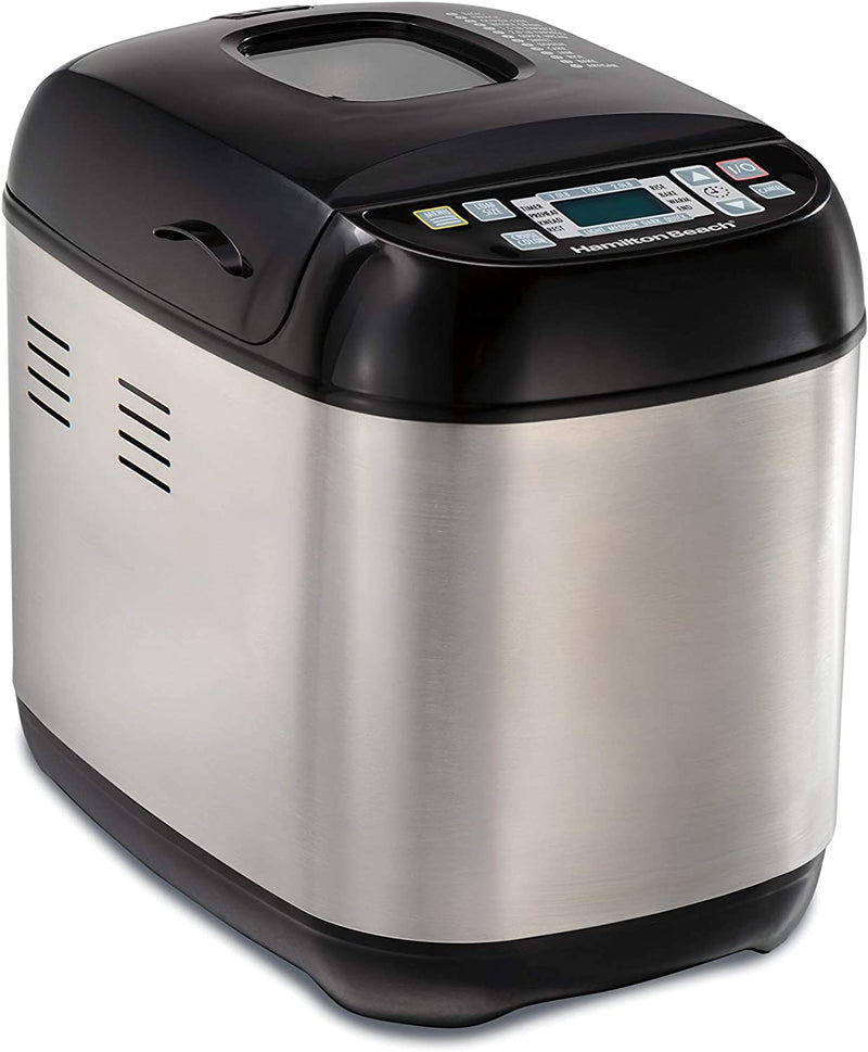 Hamilton Beach Bread Maker Machine Artisan and Gluten-Free, 2 lbs Capacity, 14 Settings, Digital, Stainless Steel, Black and Stainless (29885)